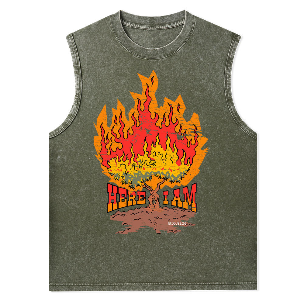 Here I Am Christian Washed Tank Top