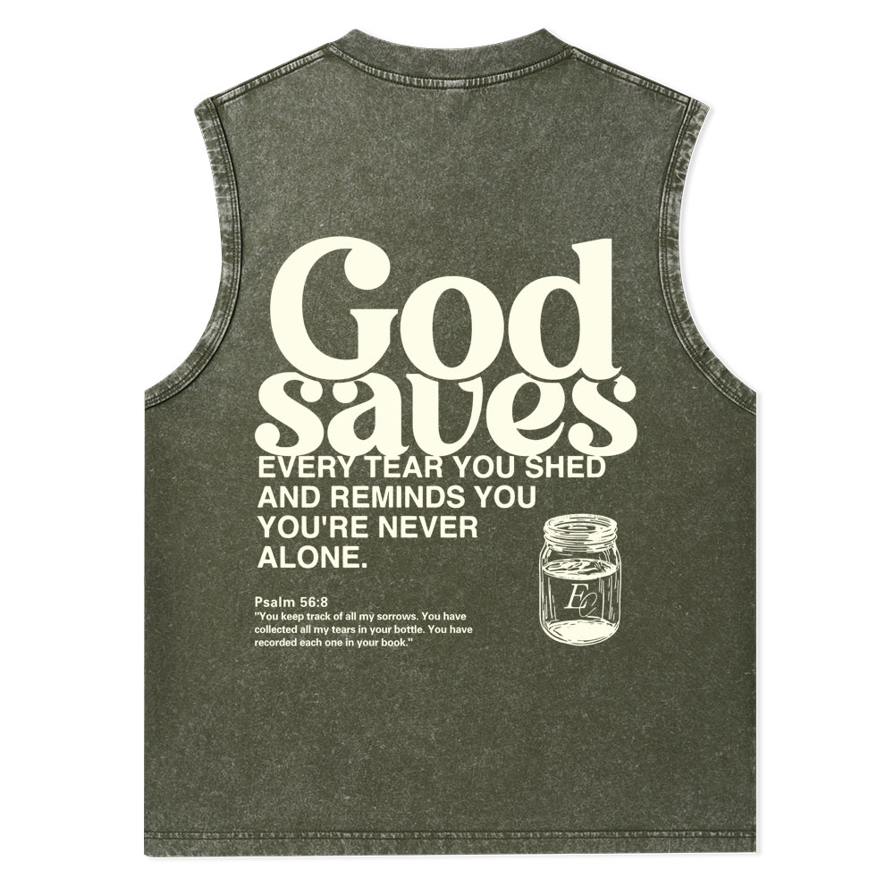 God Saves Christian Washed Tank Top