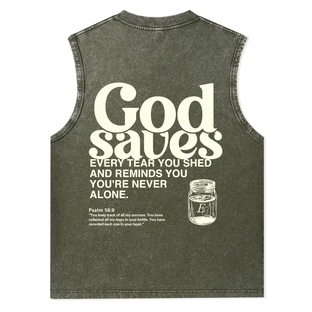 God Saves Christian Washed Tank Top