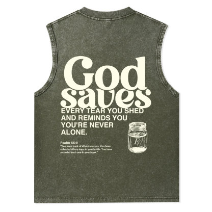 God Saves Christian Washed Tank Top