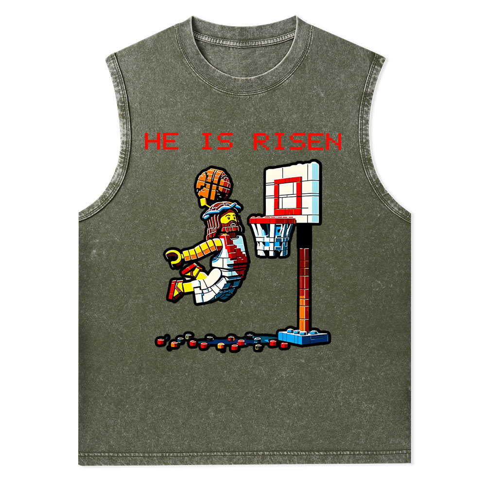He Is Risen Christian Washed Tank Top