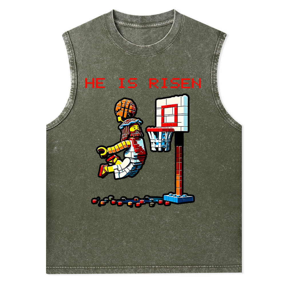 He Is Risen Christian Washed Tank Top