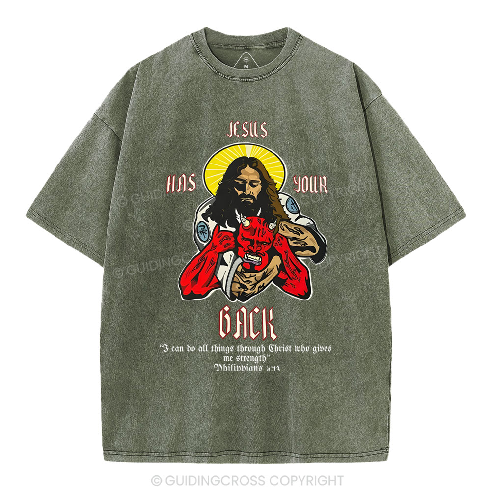 Jesus Has Your Back Christian Washed T-Shirt Sale - GuidingCross