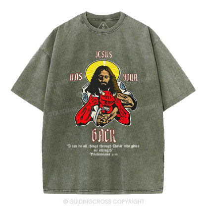 Jesus Has Your Back Christian Washed T-Shirt