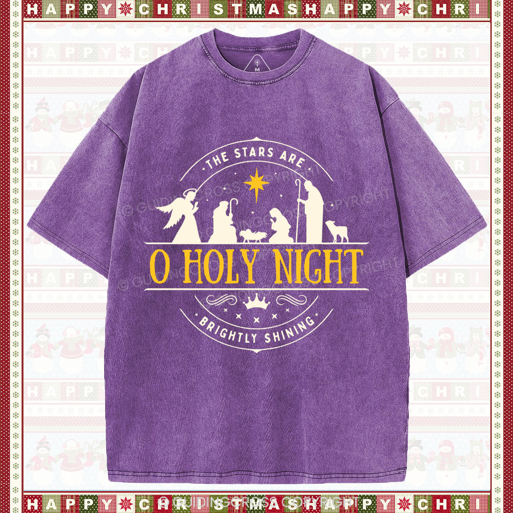 O Holy Night Christian Washed Christmas T-Shirt
