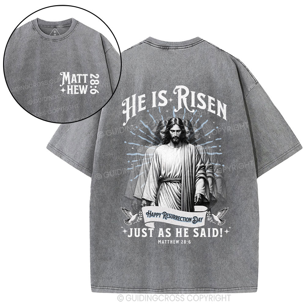 He Is Risen Christian Washed T-Shirt