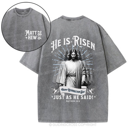 He Is Risen Christian Washed T-Shirt