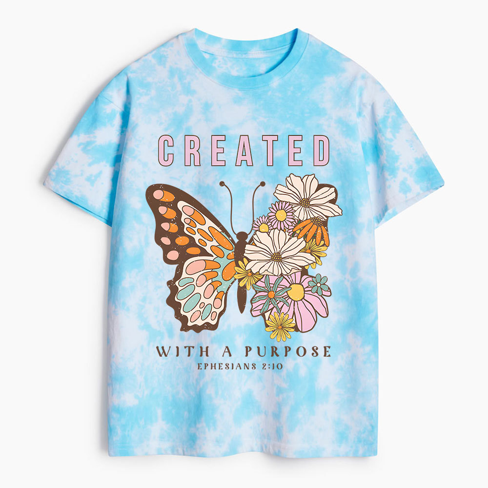 Created With Purpose Christian Heavy Cotton Tie Dye T-Shirt