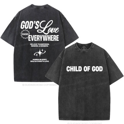 God's Love Reaches Everywhere Christian Washed T-Shirt
