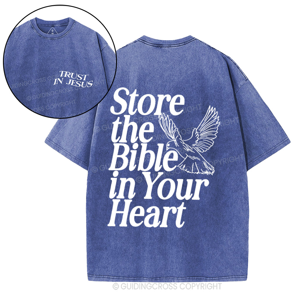 Store The Bible In Your Heart Christian Washed t-sHIRT