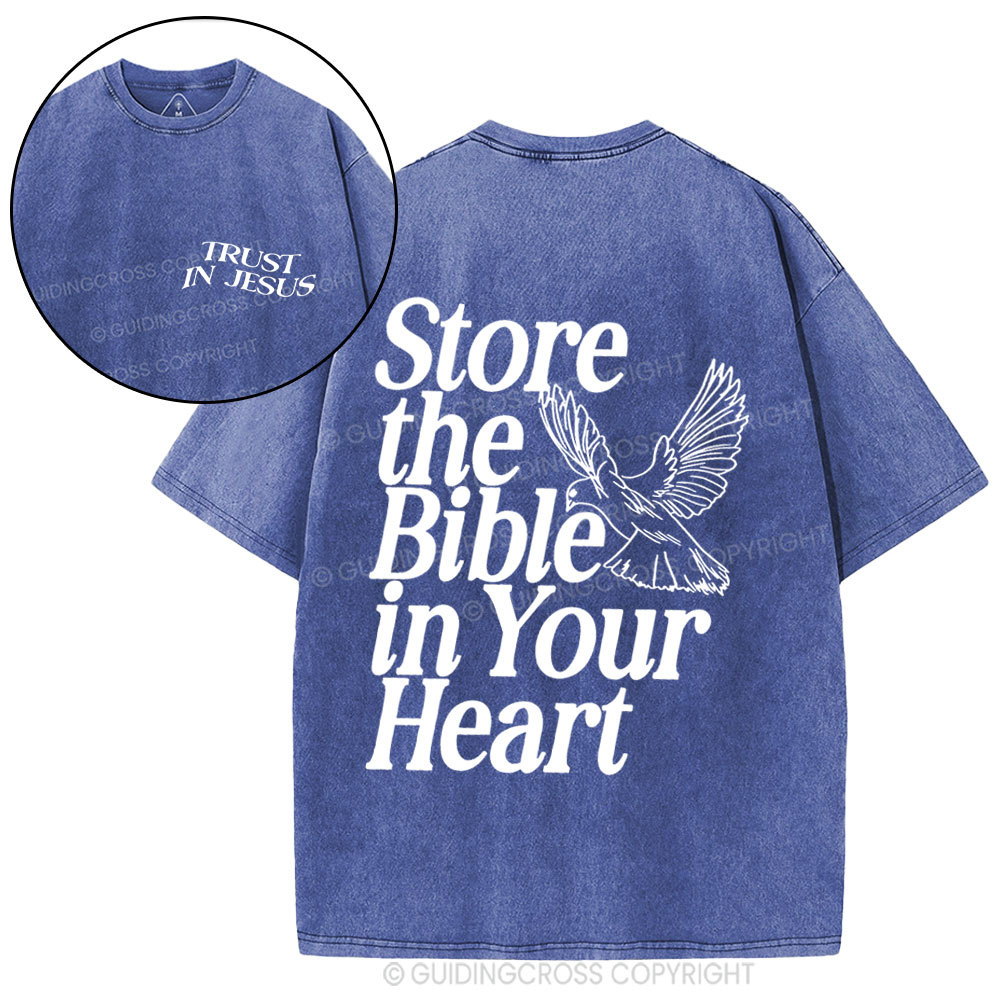 Store The Bible In Your Heart Christian Washed t-sHIRT