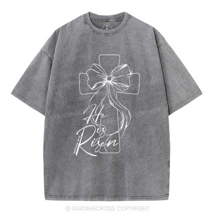 He Is Risen Christian Washed T-Shirt