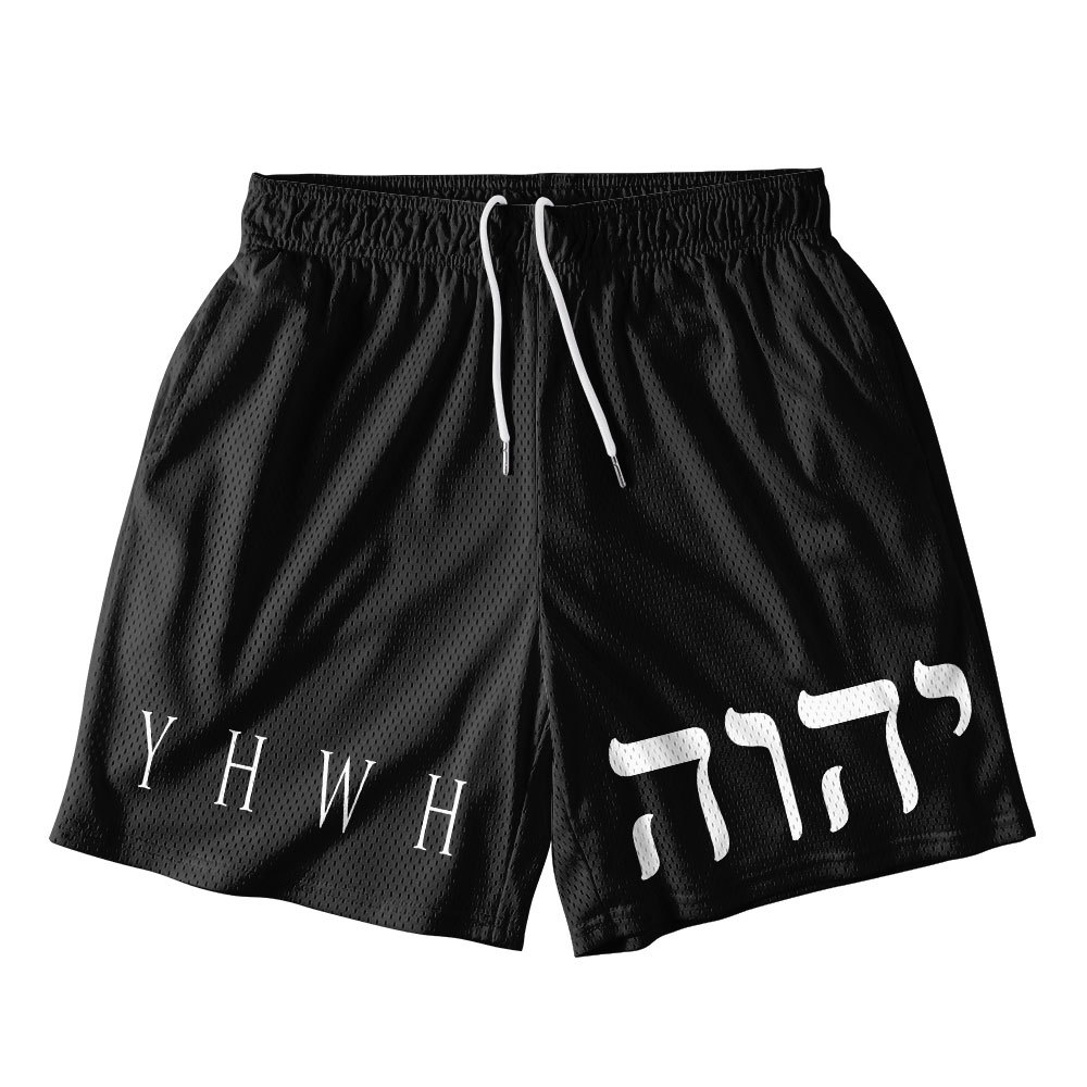 The YHWH Black Christian Mesh Shorts