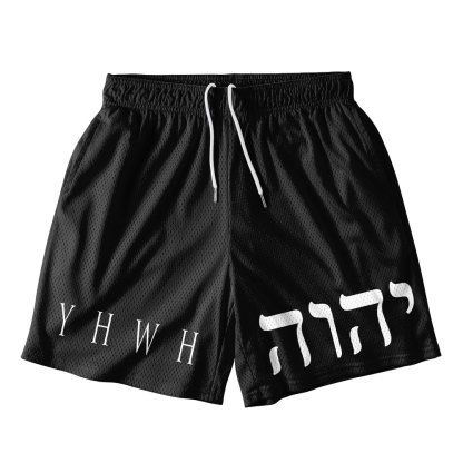 The YHWH Black Christian Mesh Shorts