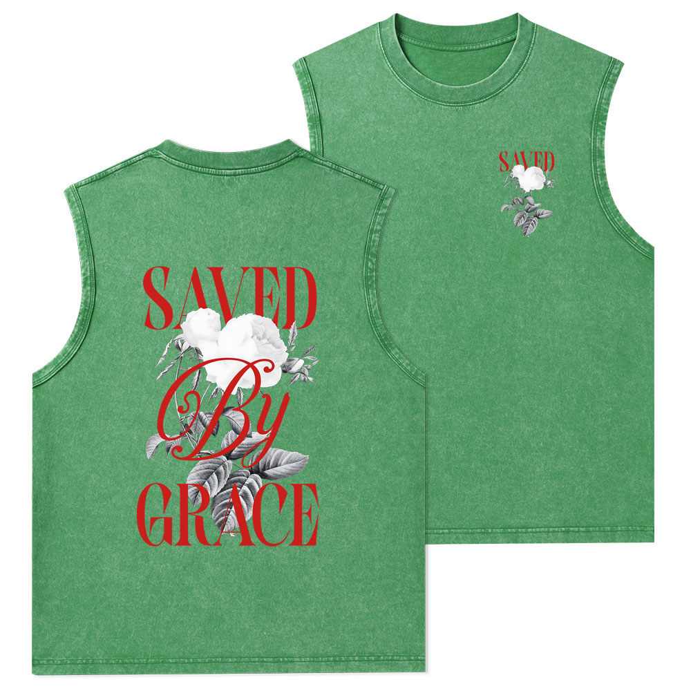 Saved By Grace Christian Washed Tank Top
