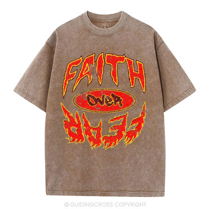 Faith Over Fear Christian Washed T-Shirt