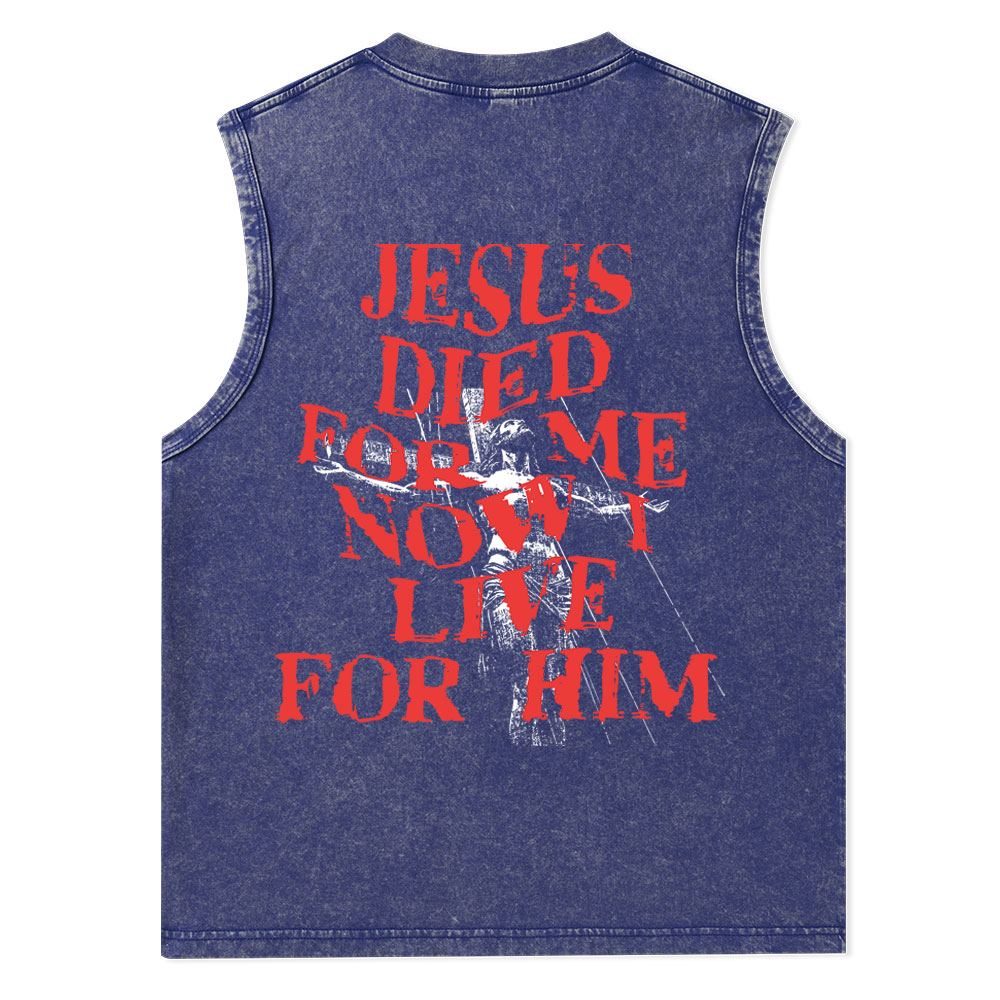 Jesus Died For Us Christian Washed Tank Top