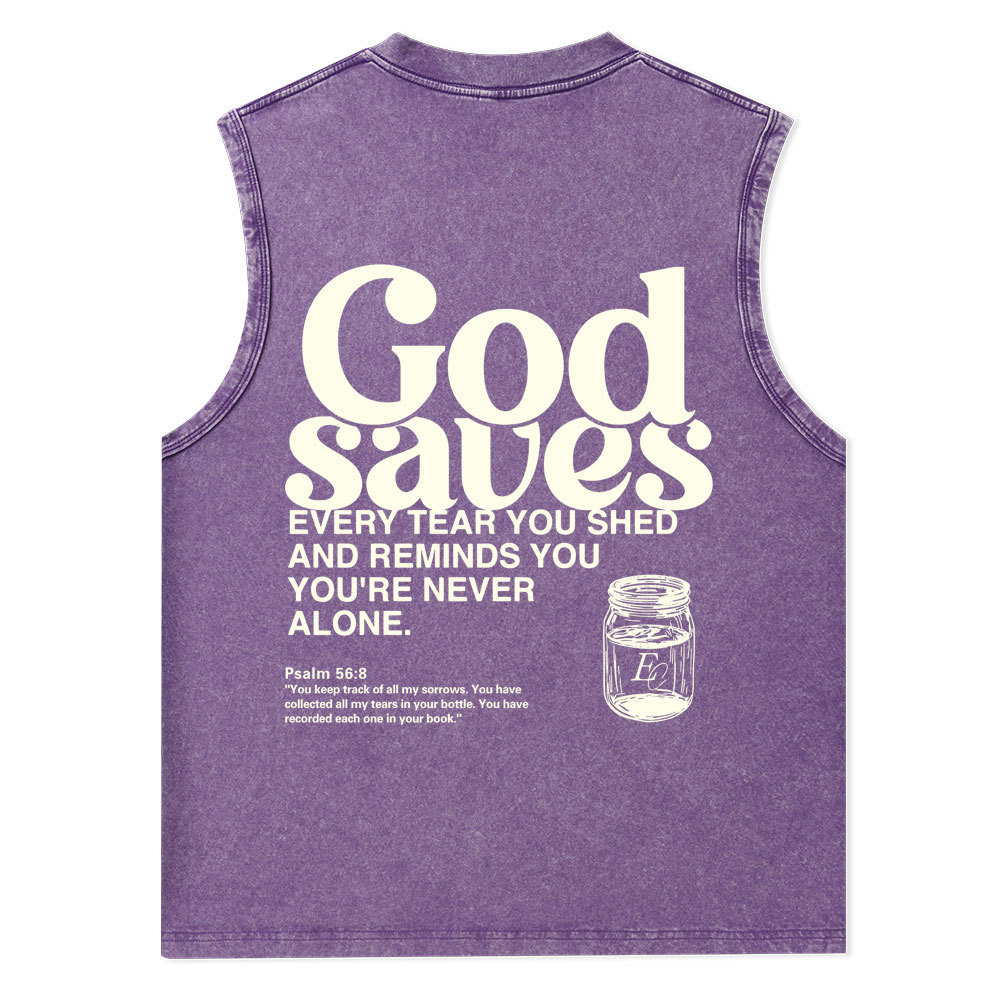 God Saves Christian Washed Tank Top