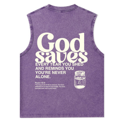 God Saves Christian Washed Tank Top