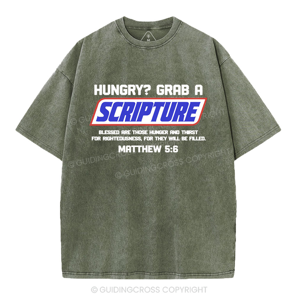 Hungry Grab A Scripture Christian Washed T-Shirt