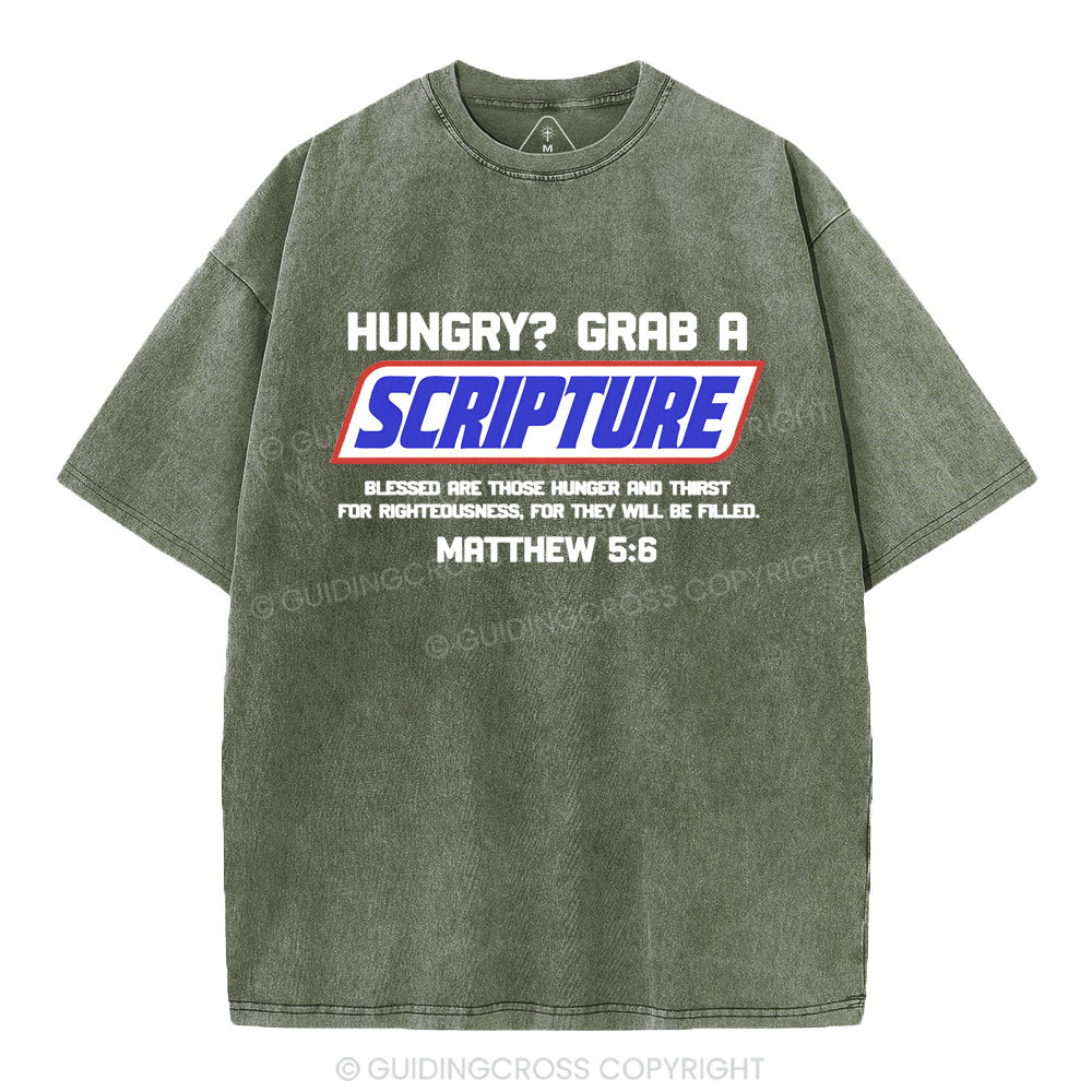 Hungry Grab A Scripture Christian Washed T-Shirt