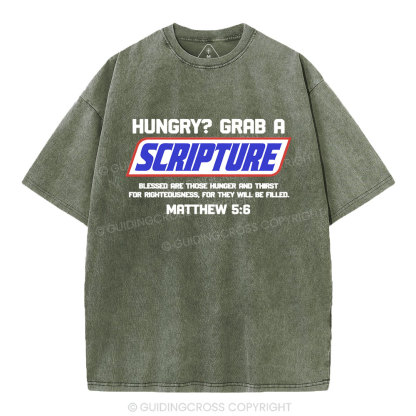 Hungry Grab A Scripture Christian Washed T-Shirt