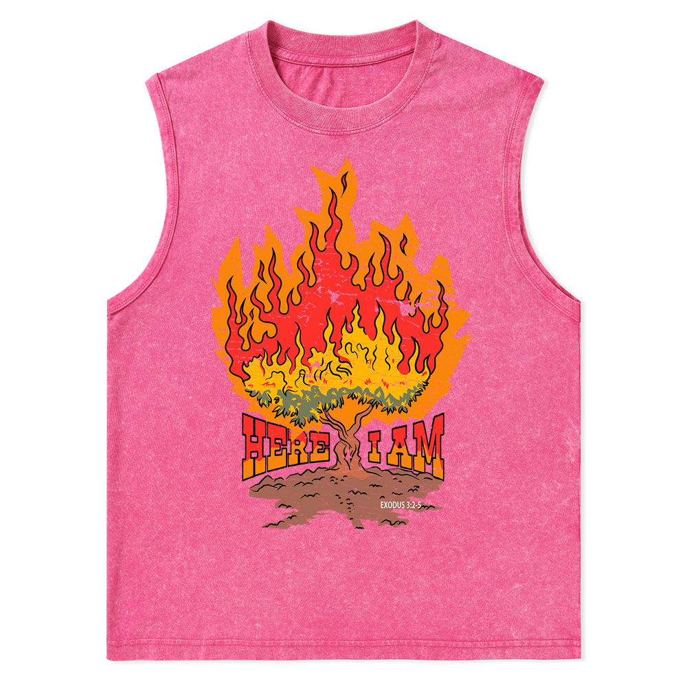 Here I Am Christian Washed Tank Top