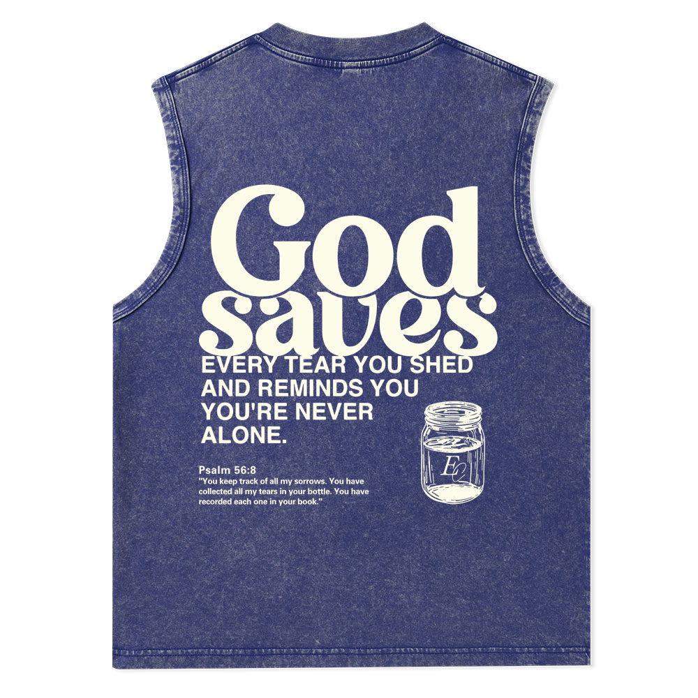 God Saves Christian Washed Tank Top