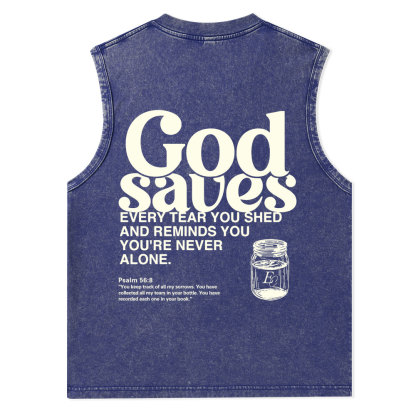 God Saves Christian Washed Tank Top