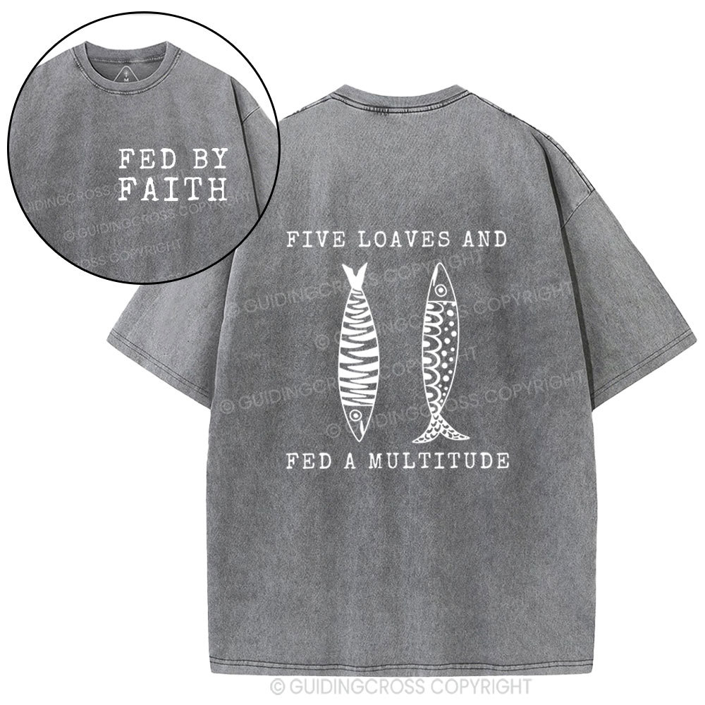 Five Loaves Two Fish Christian Washed T-Shirt