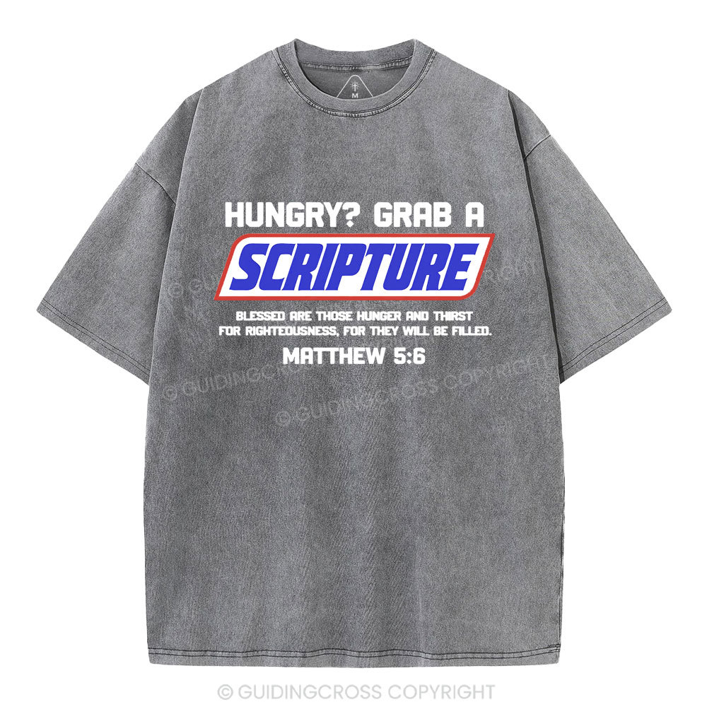 Hungry Grab A Scripture Christian Washed T-Shirt