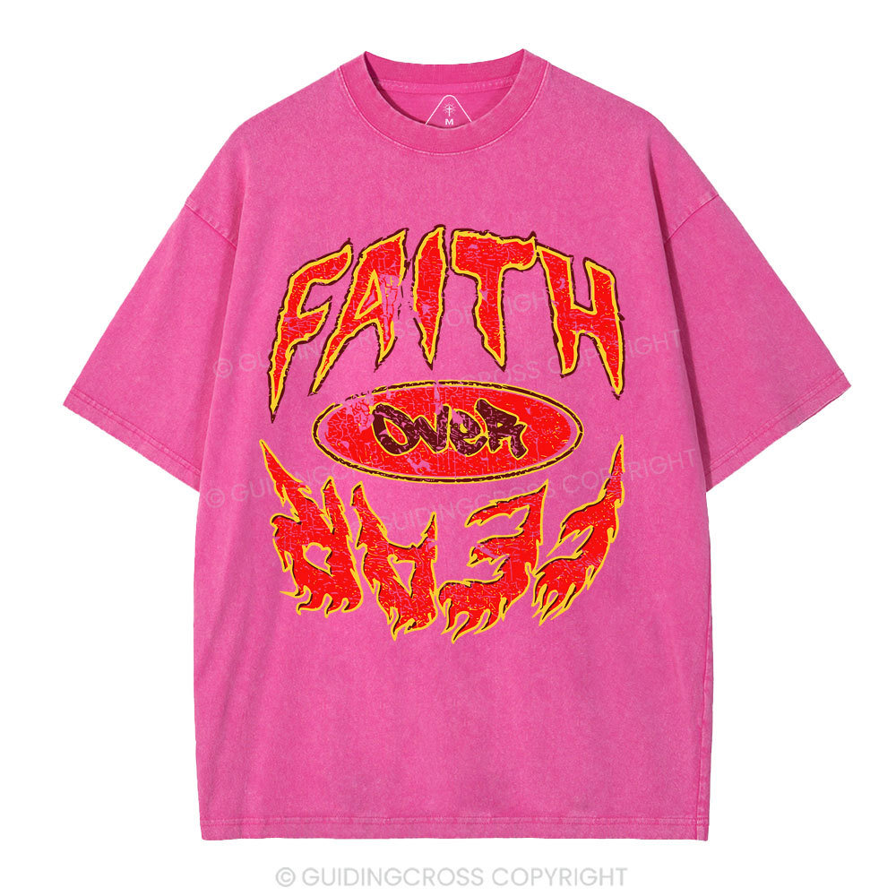 Faith Over Fear Christian Washed T-Shirt