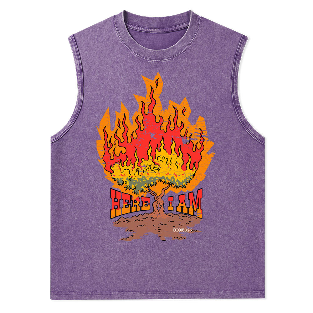 Here I Am Christian Washed Tank Top