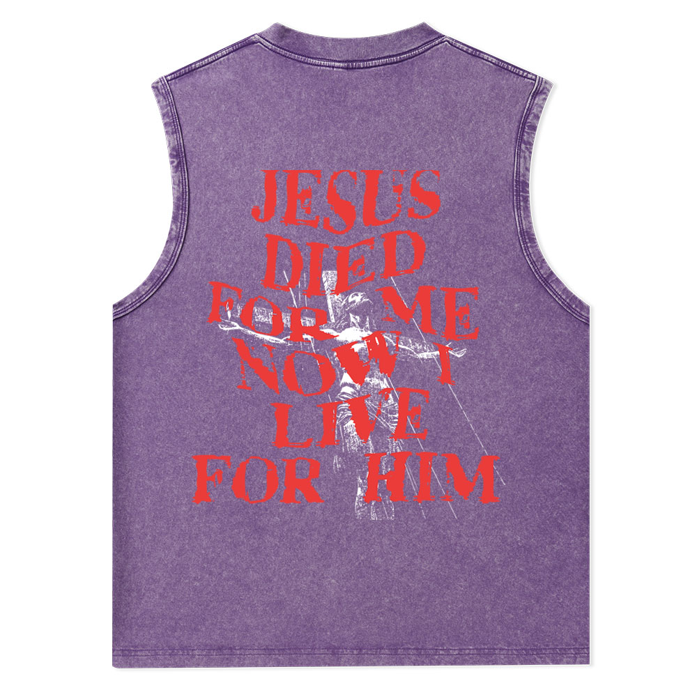 Jesus Died For Us Christian Washed Tank Top