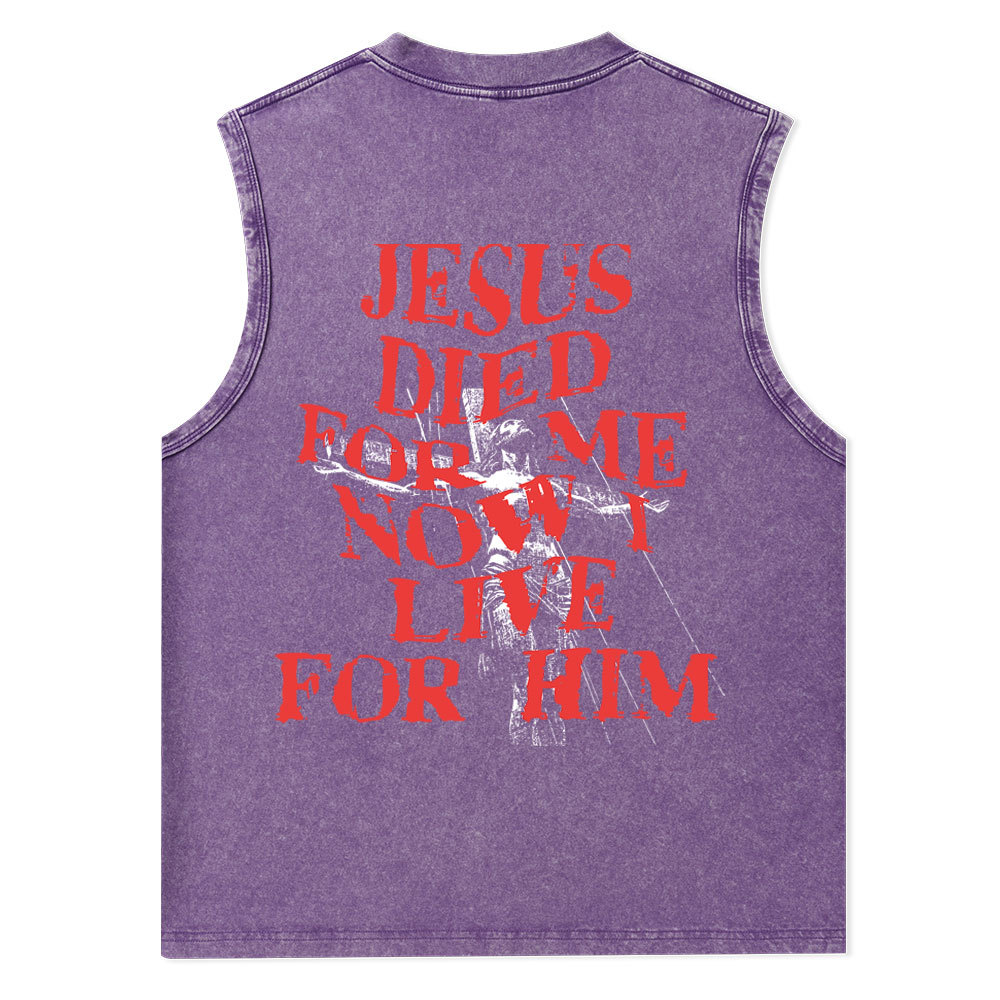 Jesus Died For Us Christian Washed Tank Top