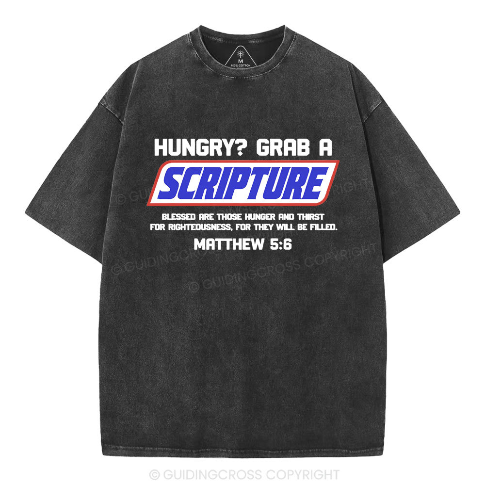 Hungry Grab A Scripture Christian Washed T-Shirt
