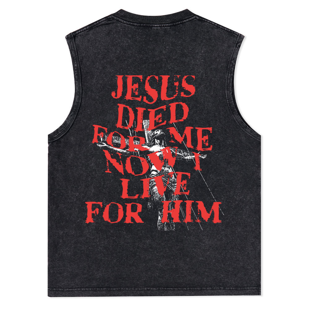 Jesus Died For Us Christian Washed Tank Top