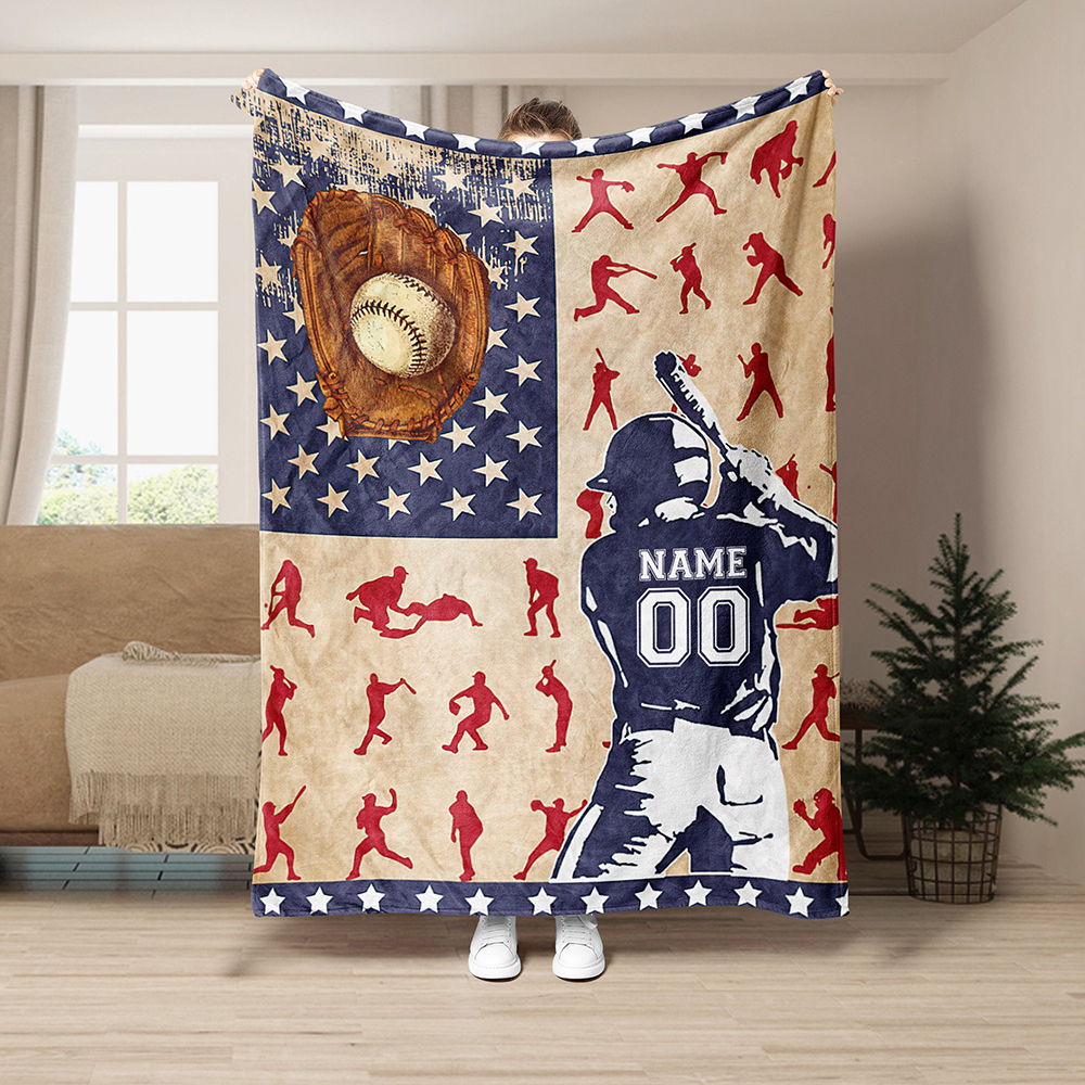 Personalized Baseball Blanket