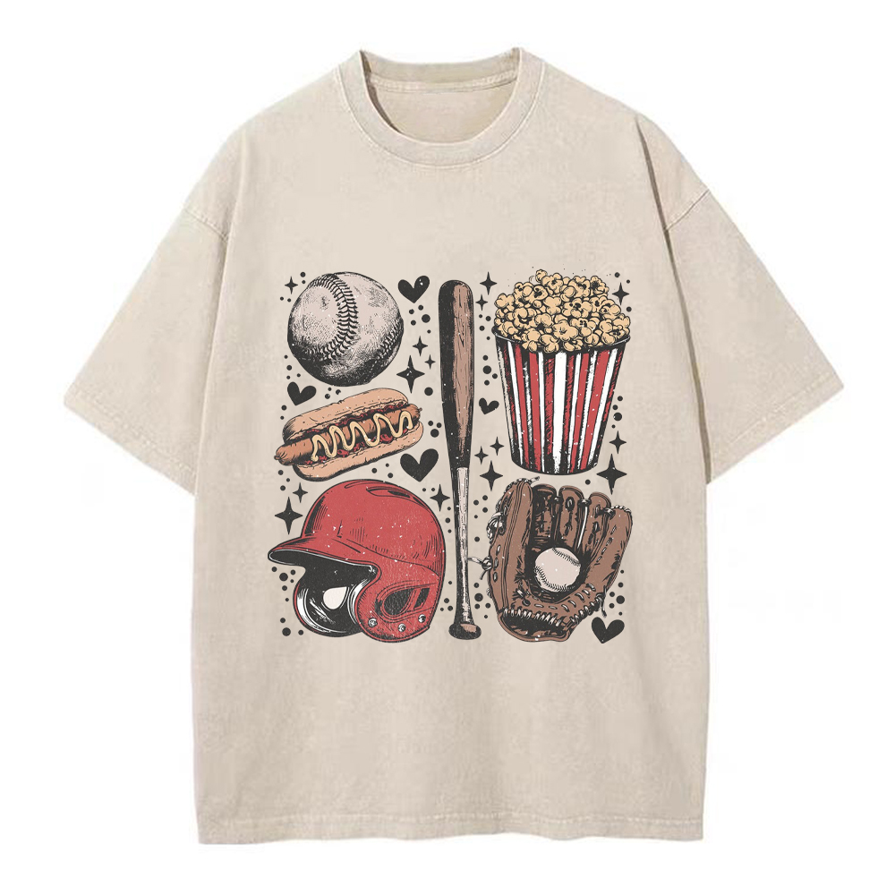 Retro Game Day Baseball Washed T-Shirt