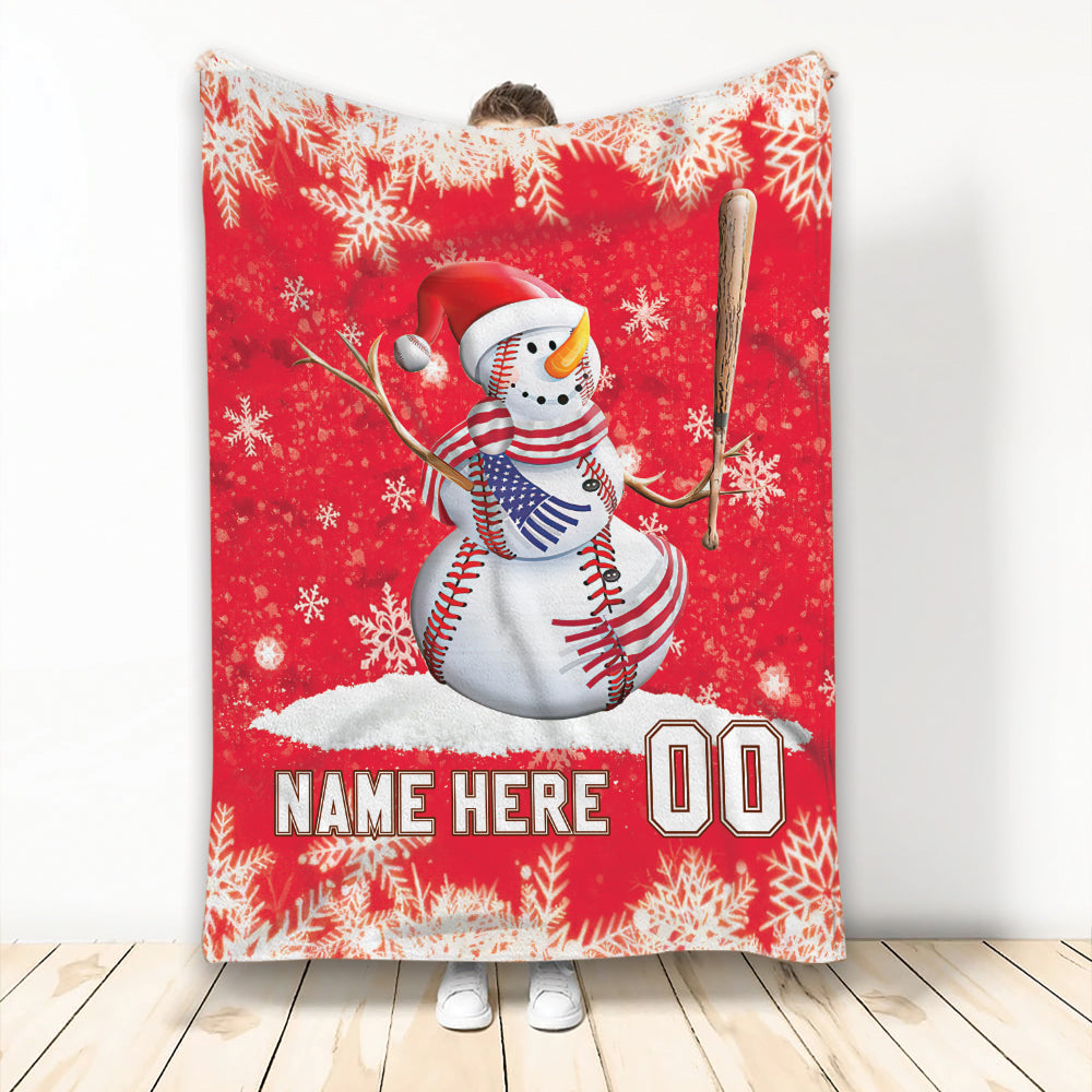 Personalized Christmas Snowman Baseball Blanket