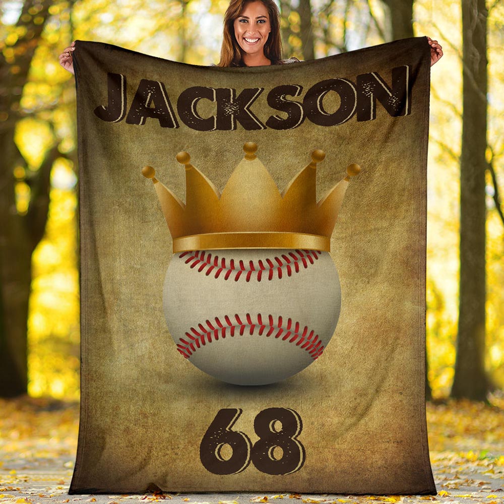 Personalized Baseball Football Crown Blanket