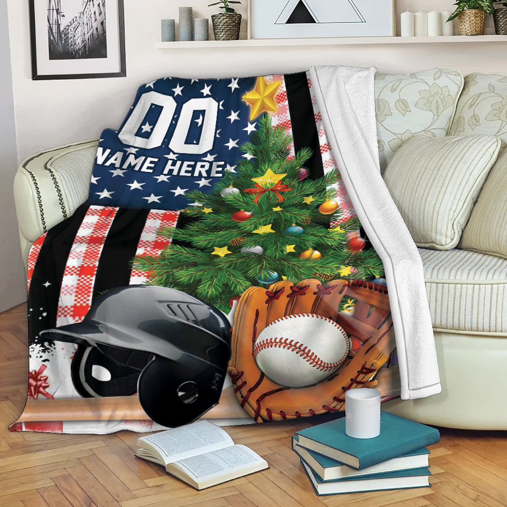 Personalized Christmas Baseball Blanket