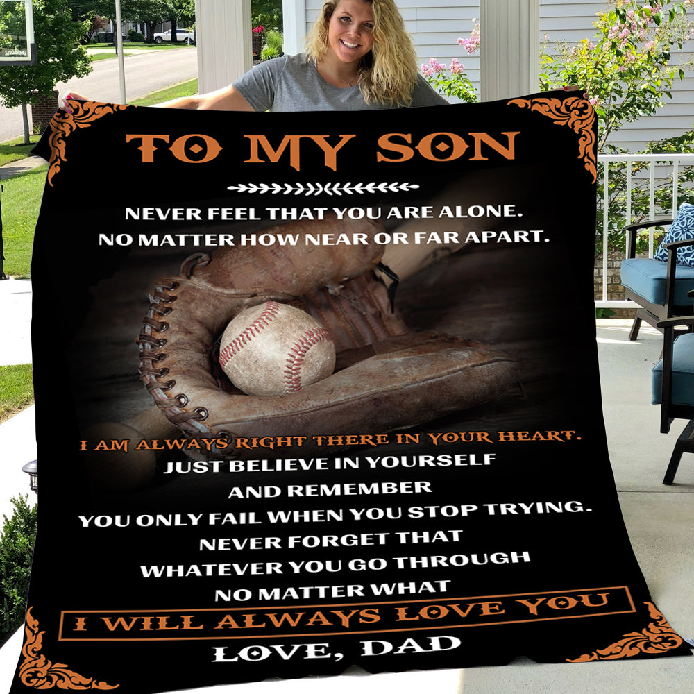 Personalized To My Son Basebal Blanket
