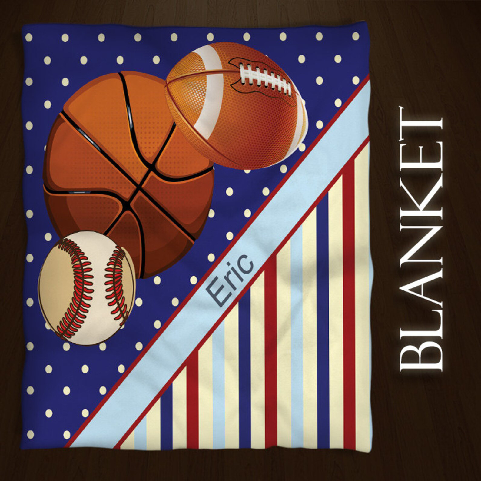 Personalized Baseball Basketball Football Blanket