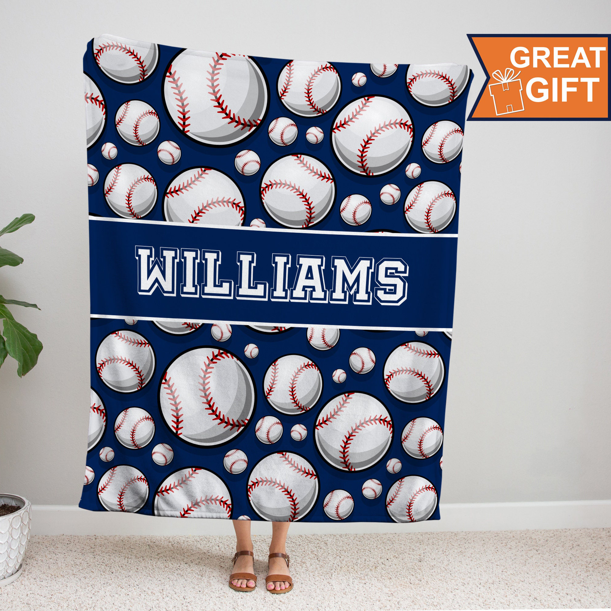 Personalized Christmas Baseball Blanket