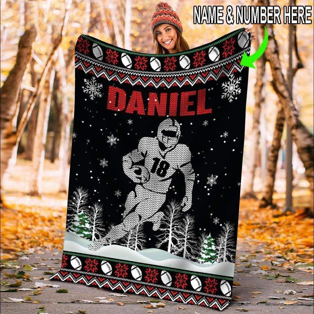 Personalized Christmas Football Blanket
