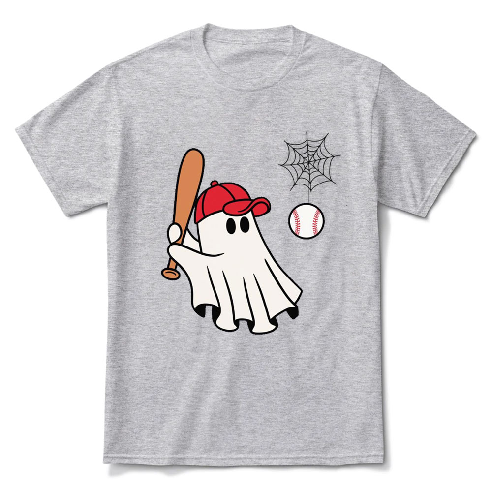 Ghost Playing Baseball Halloween T-Shirt