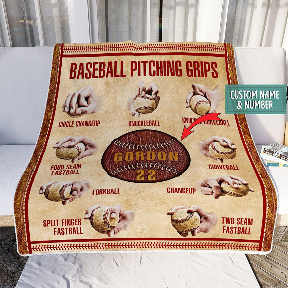 Personalized Basebal Pitching Grips Blanket