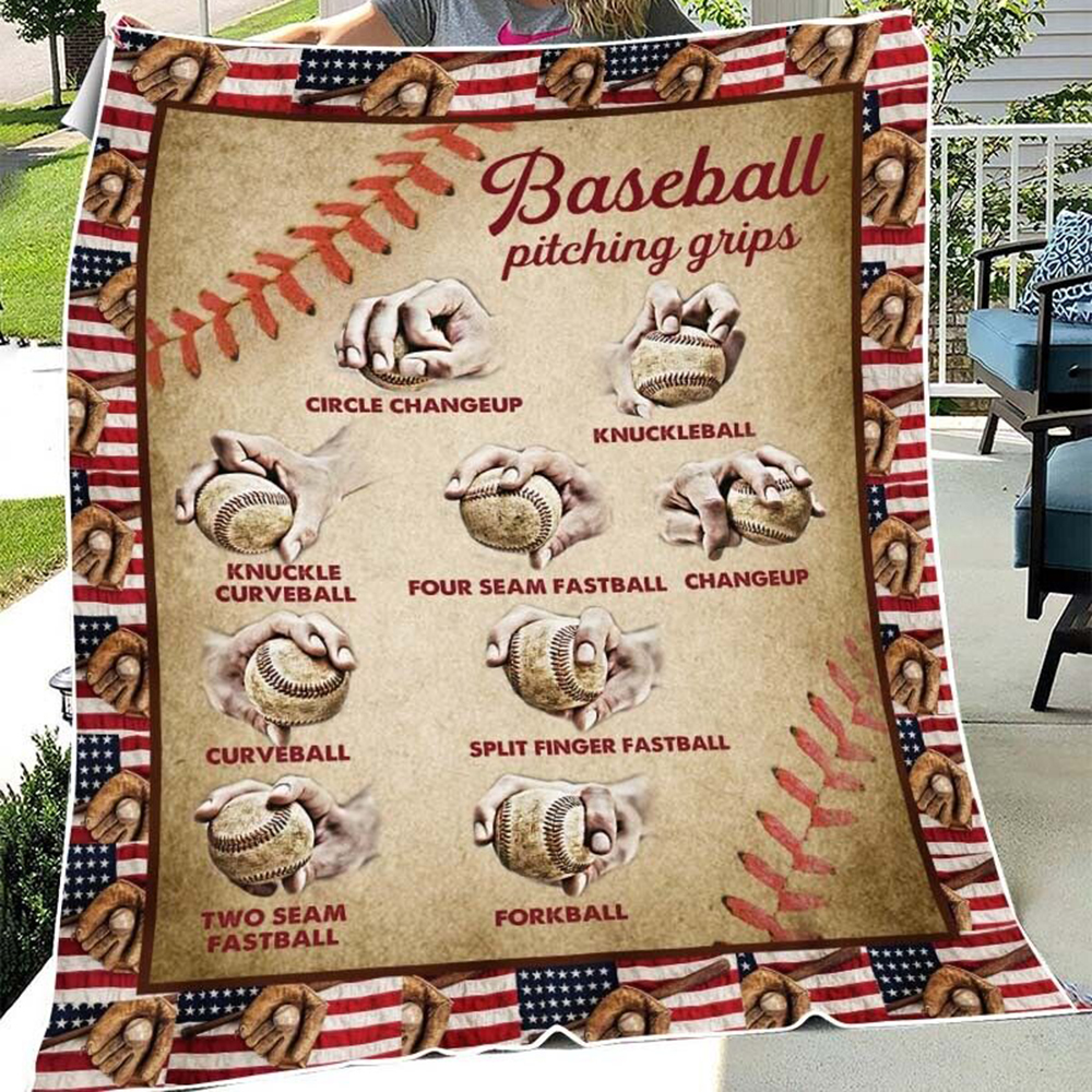 Personalized Basebal Pitching Grips America Flag Blanket