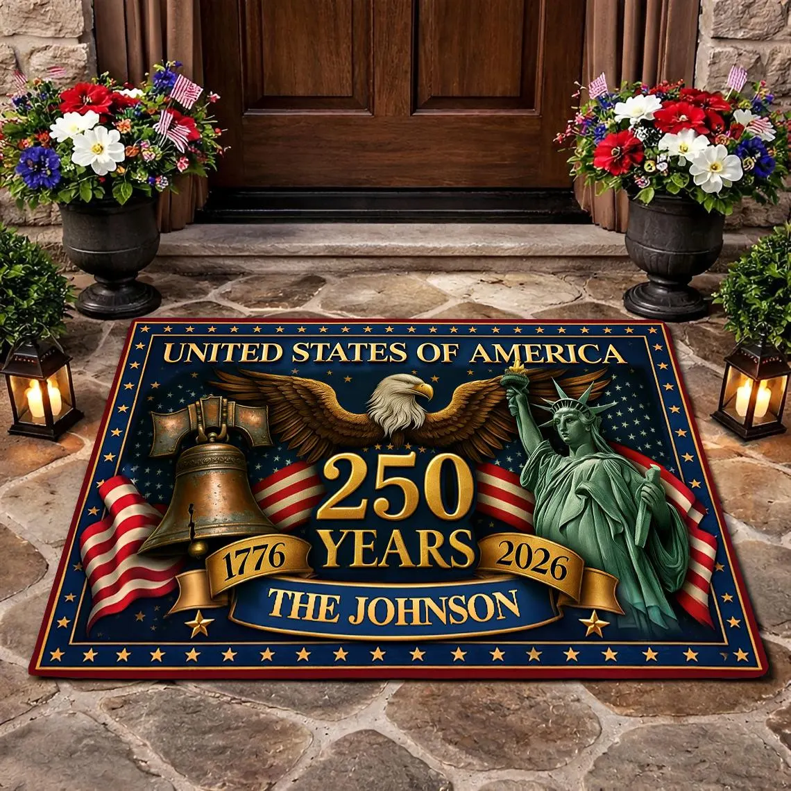 Personalized Home Decor Decorative Mat - Custom America 250th Anniversary Gifts